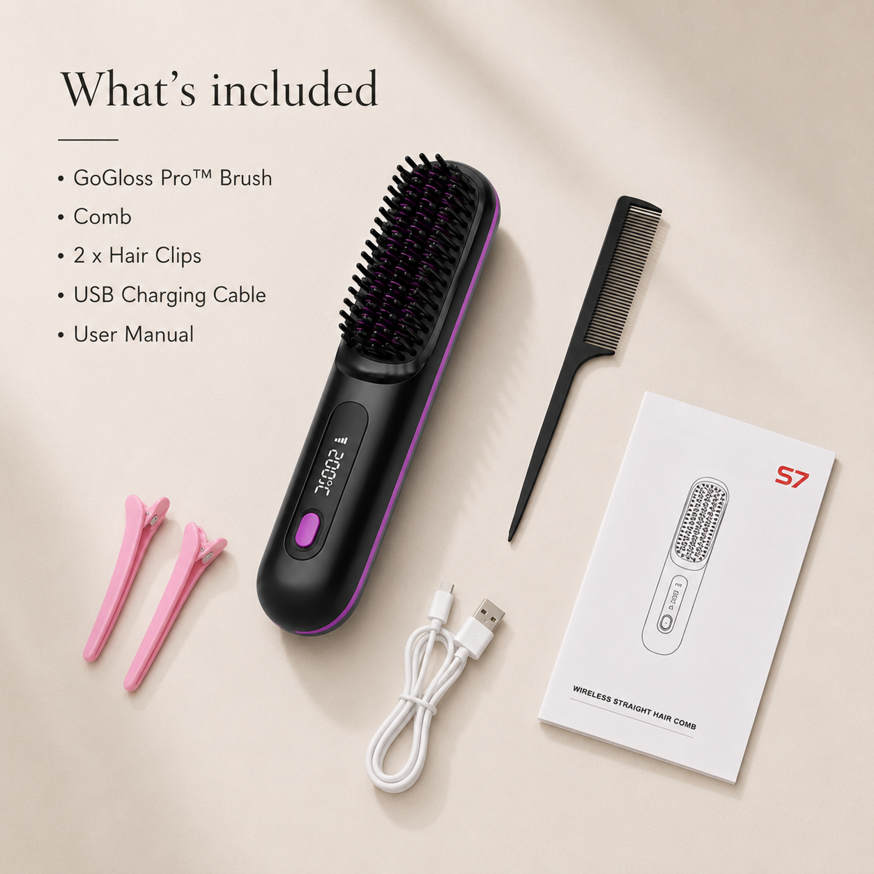 The GoGloss Pro™ Portable Straightener Brush