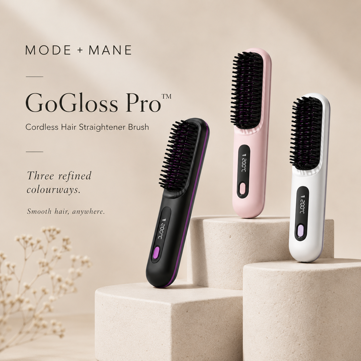 The GoGloss Pro™ Portable Straightener Brush