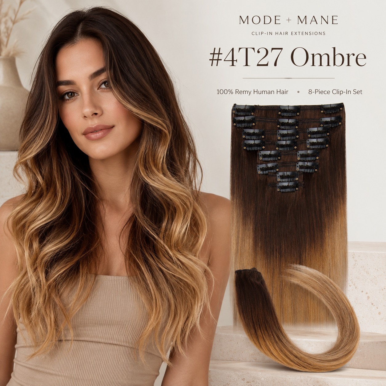 The Volume Edit™ 8-Piece Remy Human Hair Clip-In Extensions