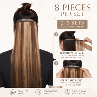 The Volume Edit™ 8-Piece Remy Human Hair Clip-In Extensions